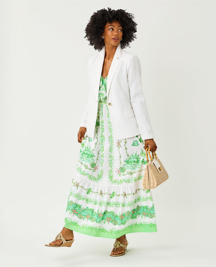 Janae Maxi Dress - Resort White Ship To Shore Engineered