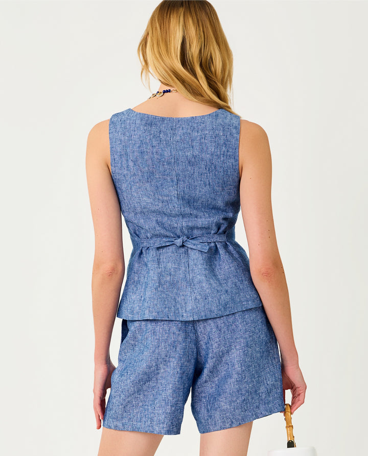 Hellar Linen Vest - Starlight Navy