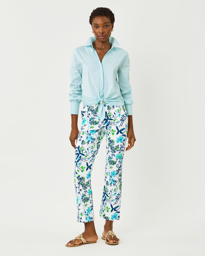 Carwyn Crop Flare Pant - Resort White Sea Blooms