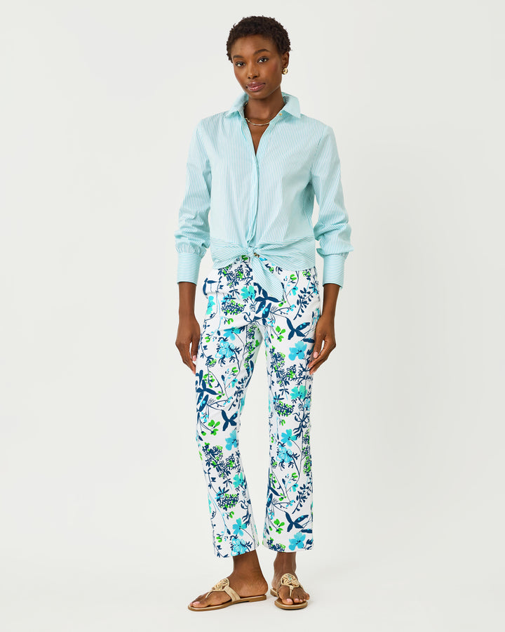 Carwyn Crop Flare Pant - Resort White Sea Blooms