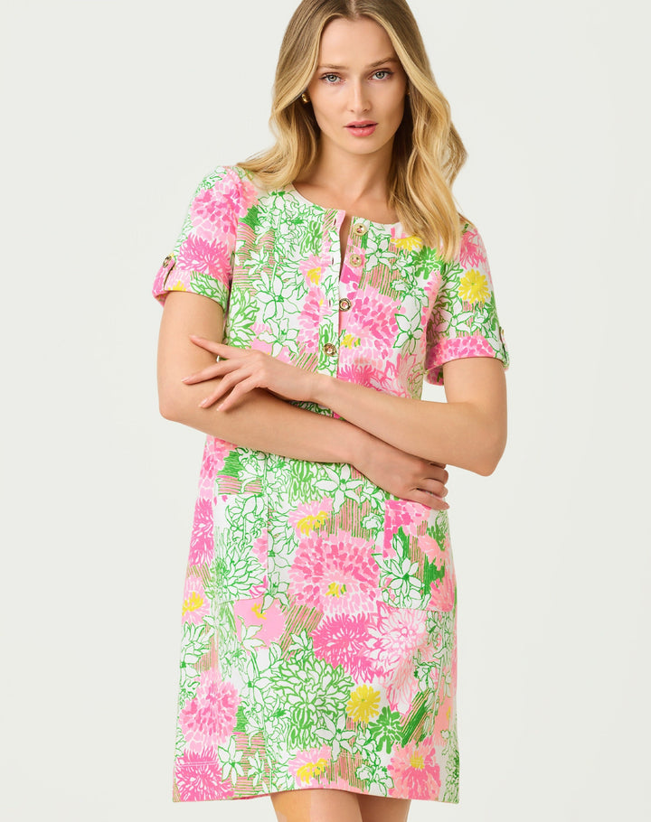 Cameron Dress - Resort White Mum Patch