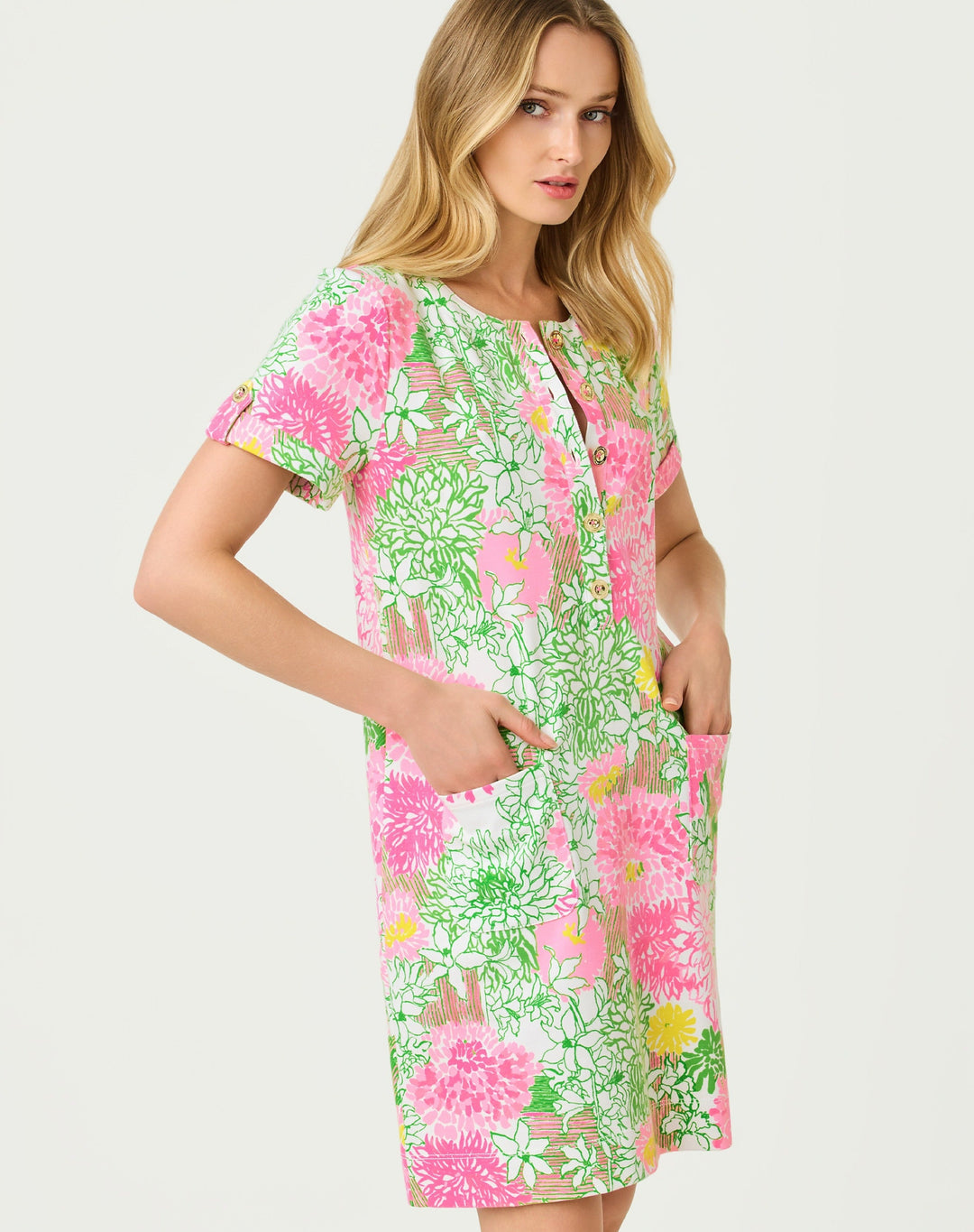 Cameron Dress - Resort White Mum Patch
