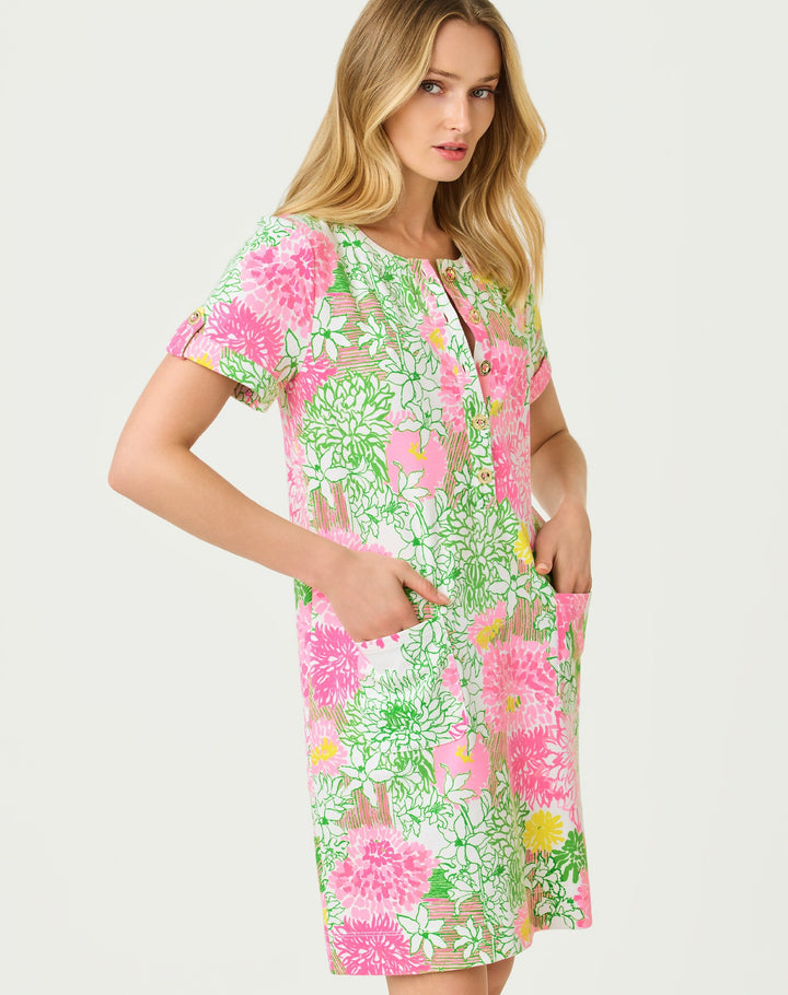 Cameron Dress - Resort White Mum Patch