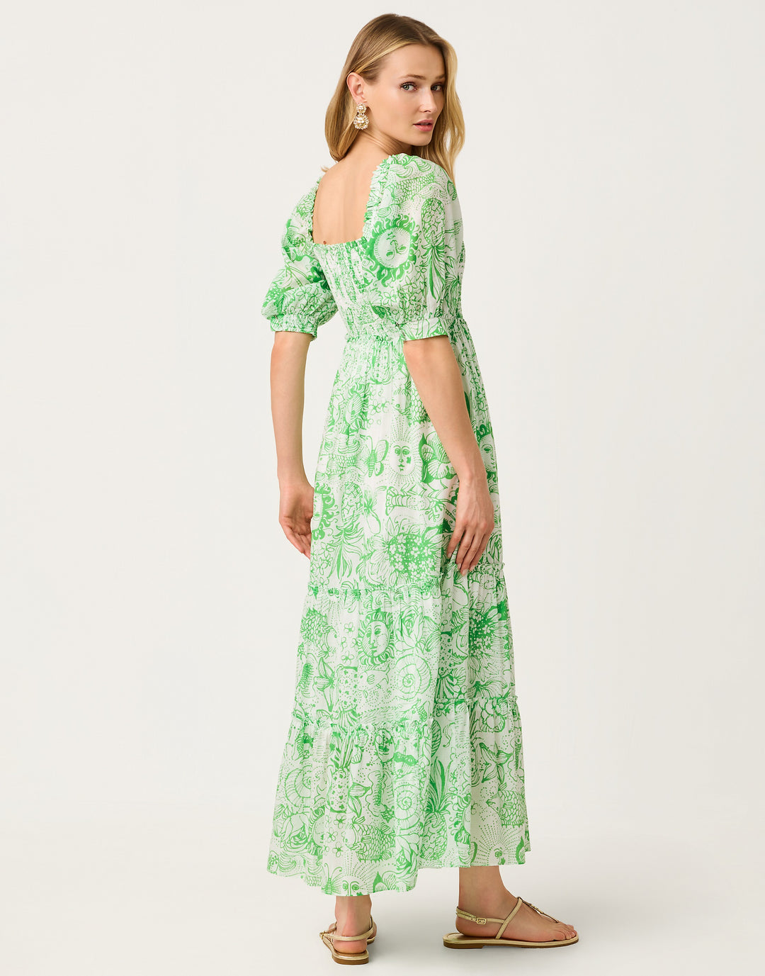 Hadly Short Sleeve Smocked Dress - Putting Green Fleur De Lilly