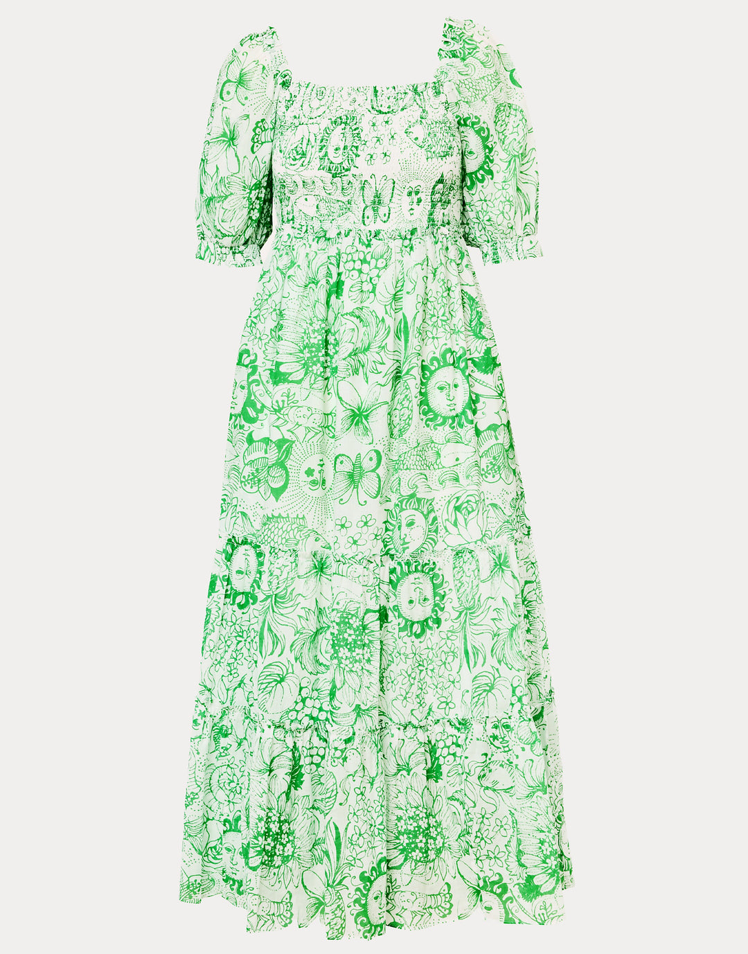 Hadly Short Sleeve Smocked Dress - Putting Green Fleur De Lilly