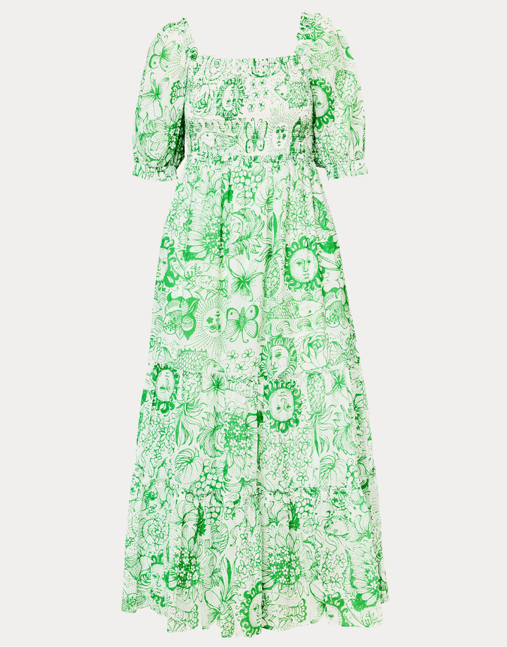 Hadly Short Sleeve Smocked Dress - Putting Green Fleur De Lilly