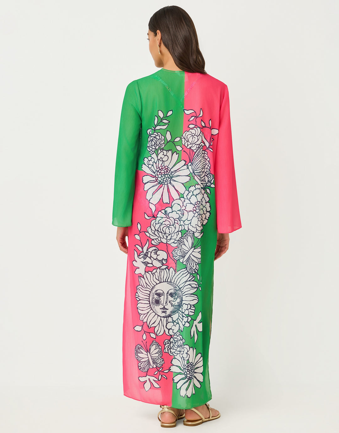Perry Long Sleeve Maxi Coverup - Cherry Blossom Follow The Sun