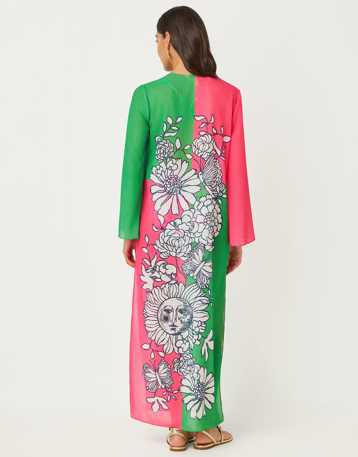 Perry Long Sleeve Maxi Coverup - Cherry Blossom Follow The Sun