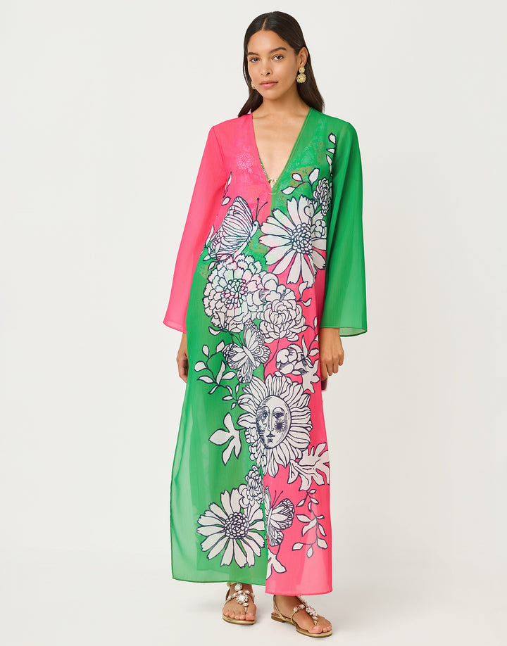 Perry Long Sleeve Maxi Coverup - Cherry Blossom Follow The Sun