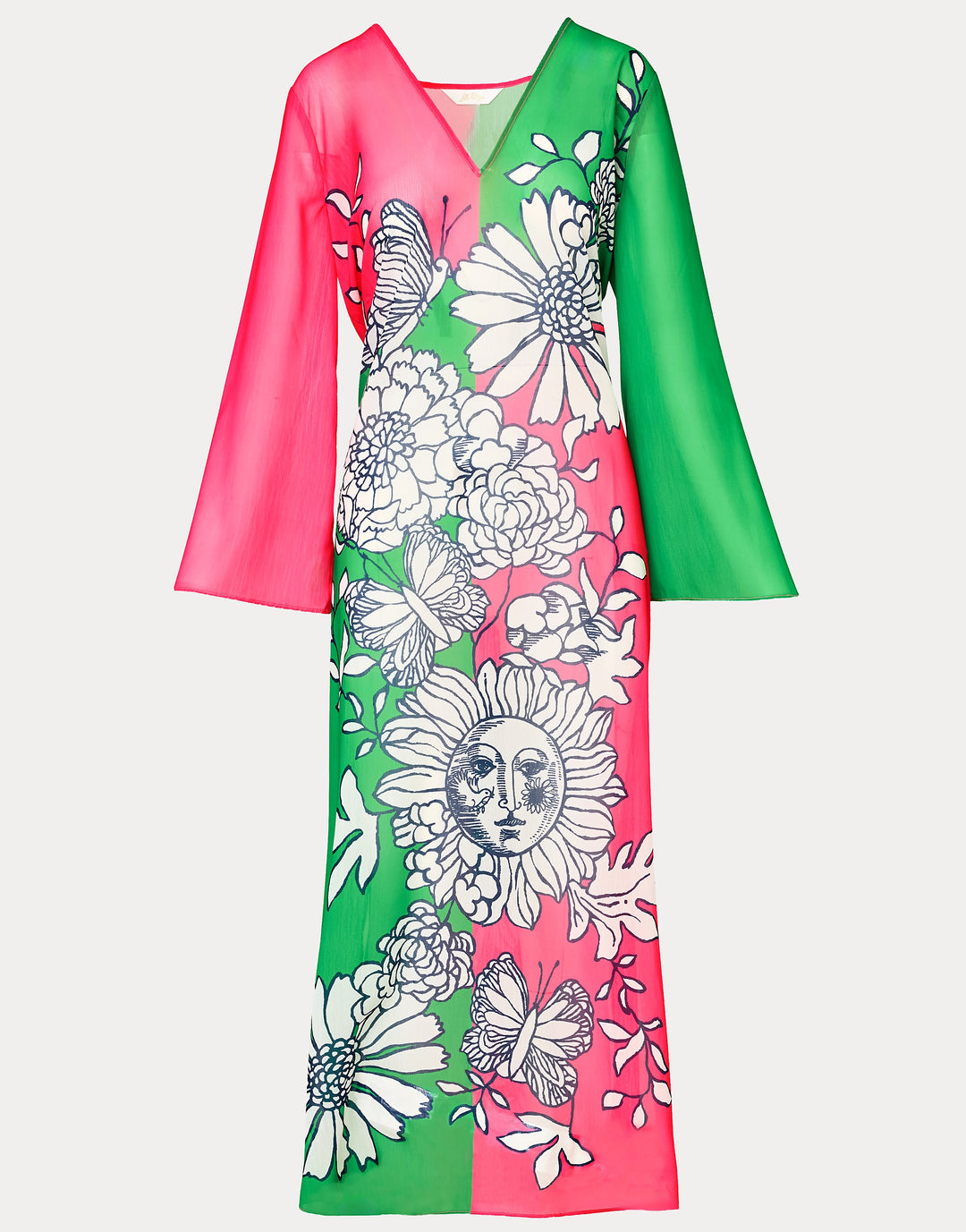 Perry Long Sleeve Maxi Coverup - Cherry Blossom Follow The Sun
