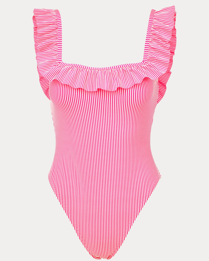 Aemma Ruffle One Piece - Cherry Blossom Seersucker