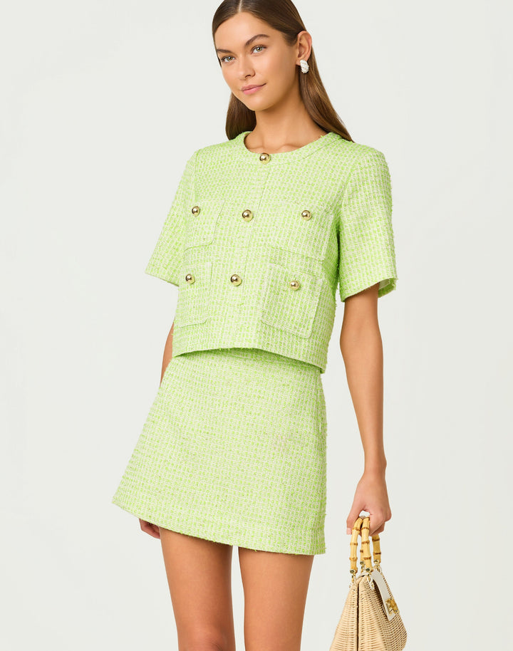 Sarissa Boucle Mini Skirt - Crocodile Green Fantasy Boucle