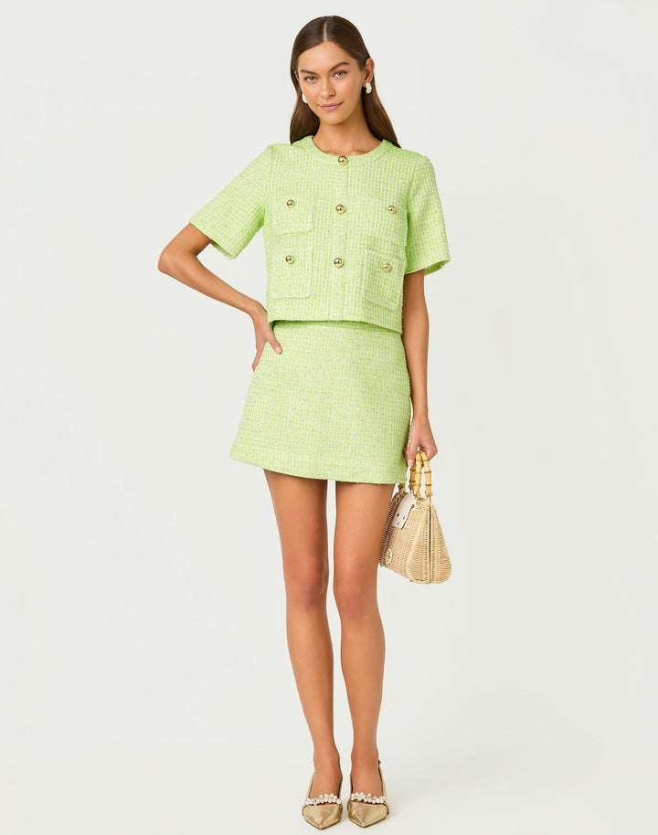 Sarissa Boucle Mini Skirt - Crocodile Green Fantasy Boucle