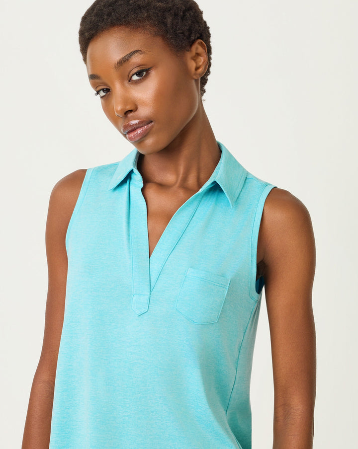 Dune UPF 50+ Sleeveless Polo - Heathered Capri