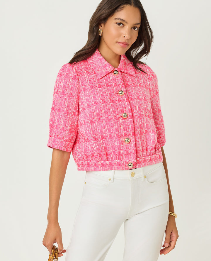 Marciana Boucle Jacket - Cherry Blossom Blurred Lines