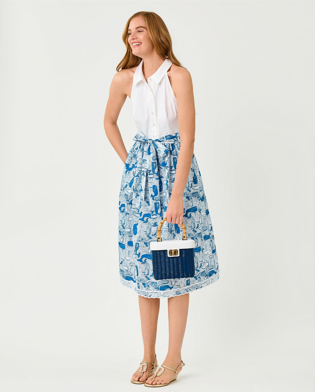 Mauritzia Midi Shirtdress - Nassau Blue Thar She Blows