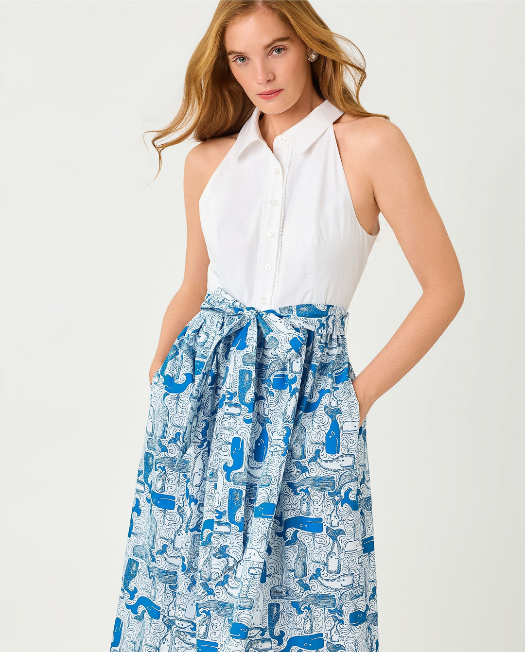 Mauritzia Midi Shirtdress - Nassau Blue Thar She Blows