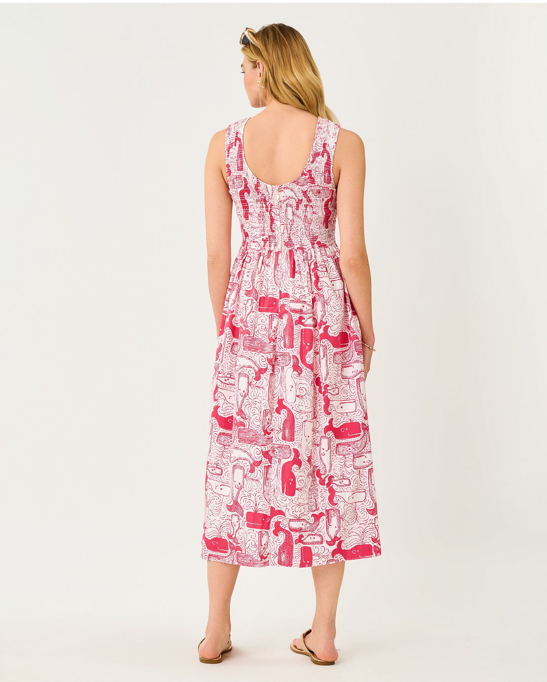 Daisey Smocked Midi Dress - Paradise Punch Oversized Thar She Blows