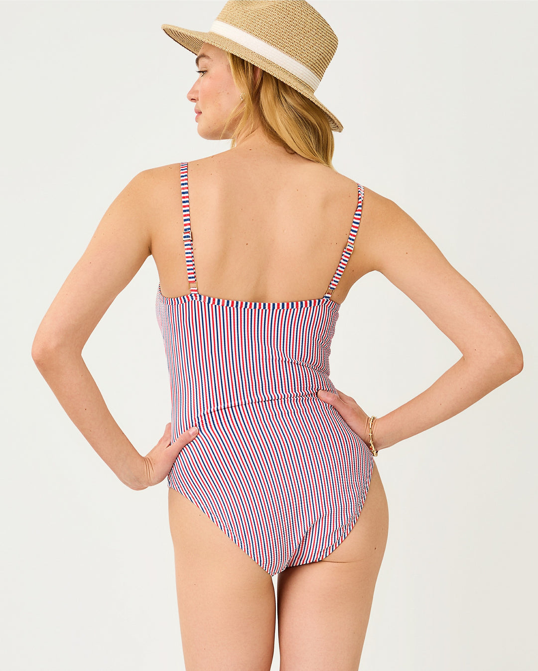 Rhiannan One Piece - Resort White X Seersucker Stripe Swim