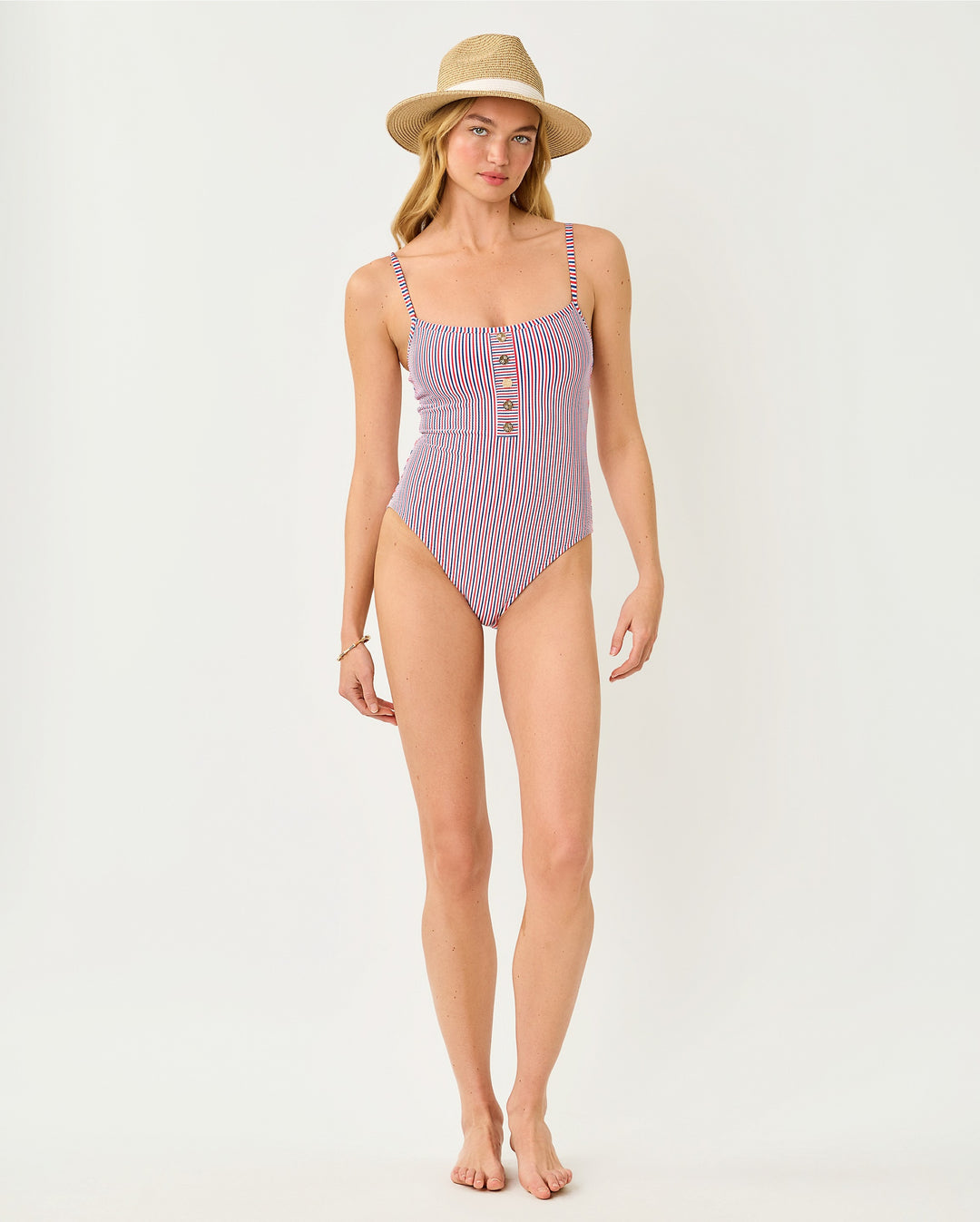 Rhiannan One Piece - Resort White X Seersucker Stripe Swim