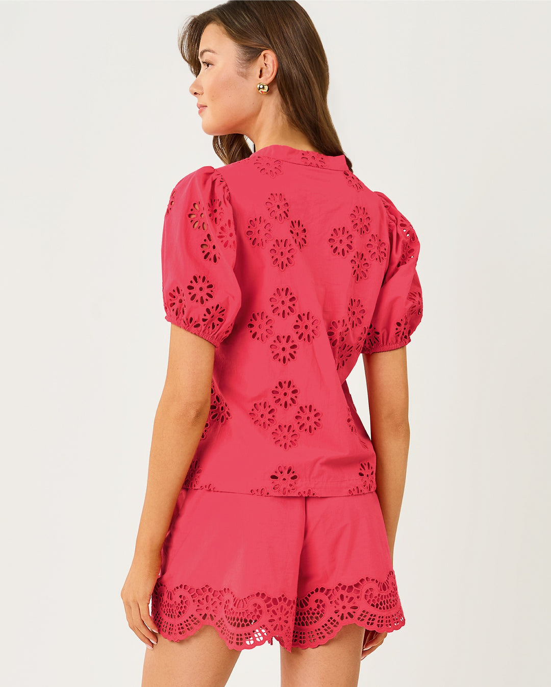 Castine Short Sleeve Top - Paradise Punch Medallion Petals Eyelet
