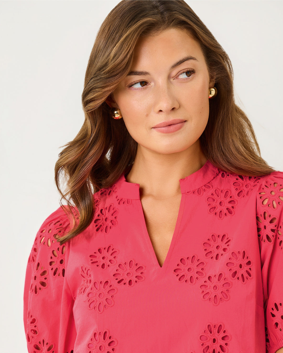 Castine Short Sleeve Top - Paradise Punch Medallion Petals Eyelet