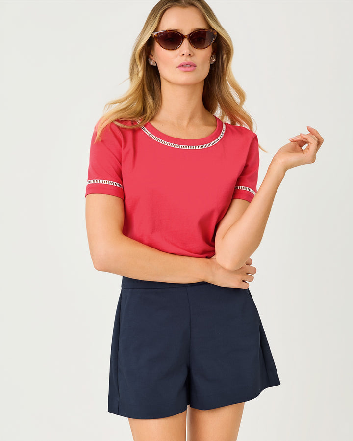 Clairmont Ladder Lace Knit Top - Paradise Punch