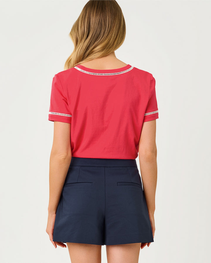 Clairmont Ladder Lace Knit Top - Paradise Punch