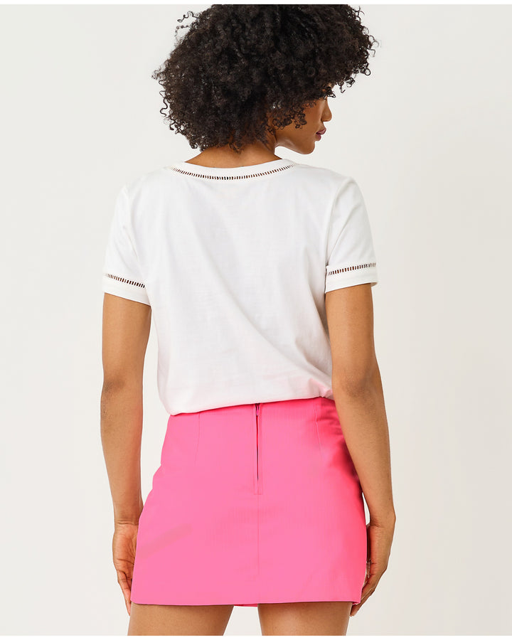 Clairmont Ladder Lace Knit Top - Resort White