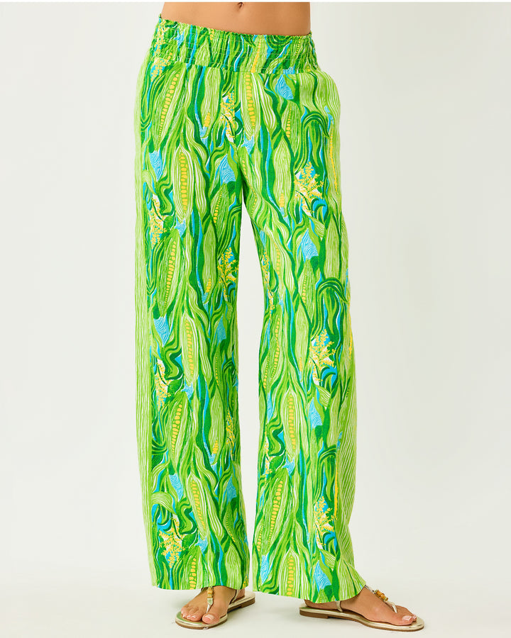 Mirabella Linen Palazzo - Turquoise Tide Sweet Corn Engineered Set