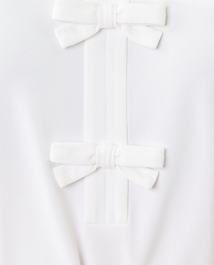Frida Sleeveless Bow Polo - Resort White