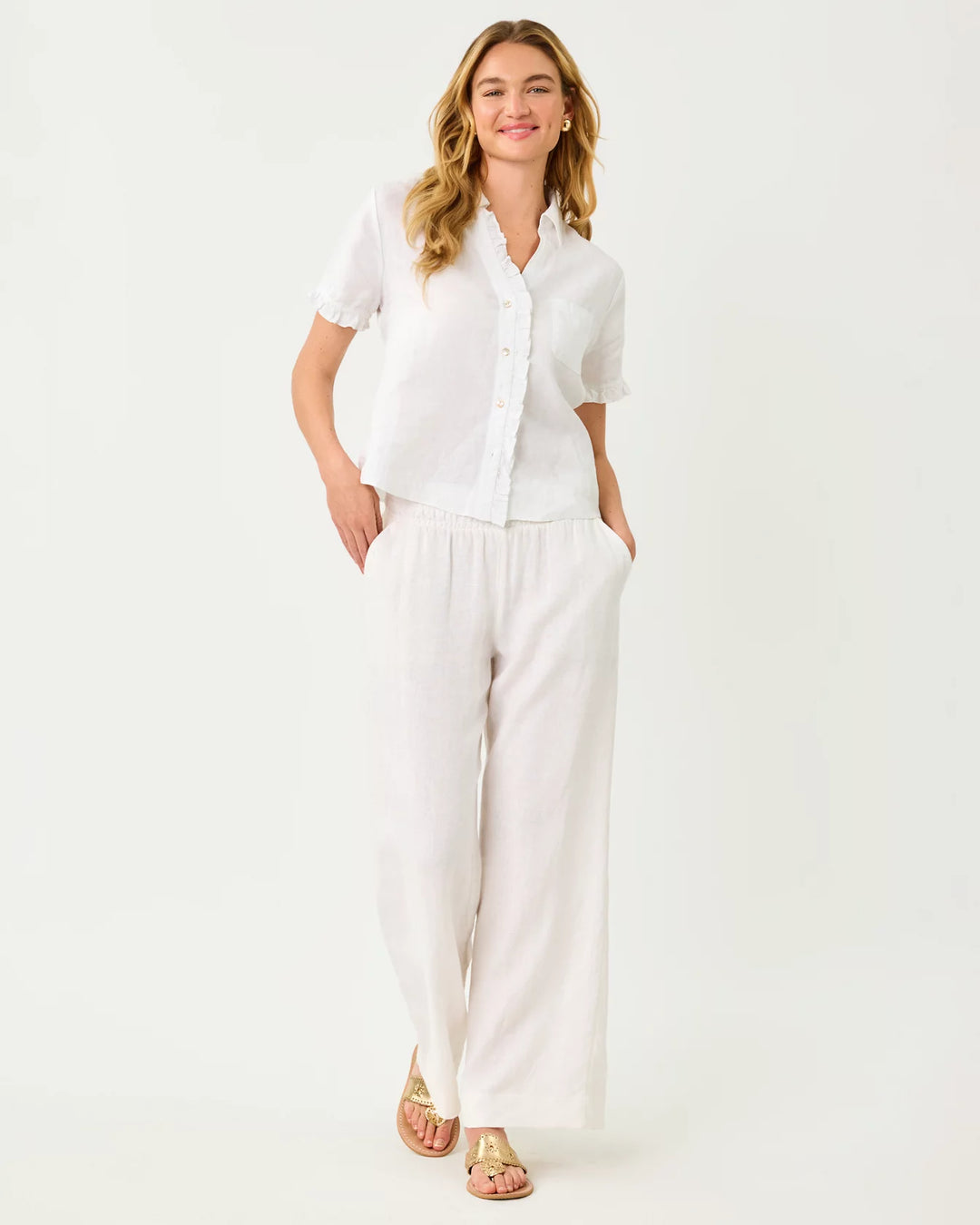 31" Mirabella High Rise Linen Palazzo Pant