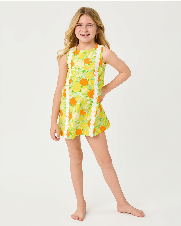 Little Lilly Classic Shift Dress - Island Palm Zesty
