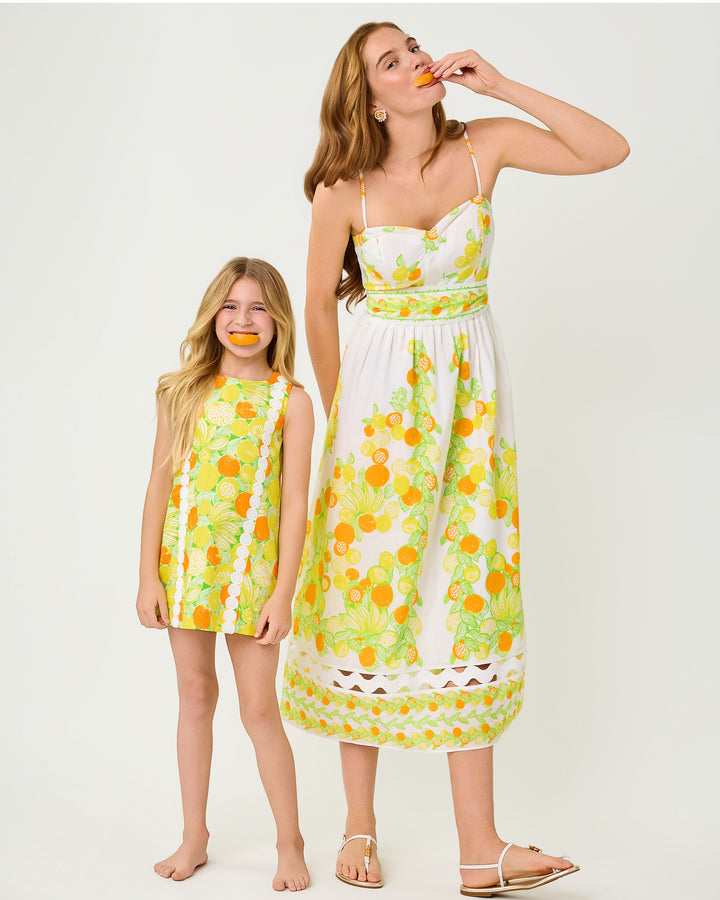 Little Lilly Classic Shift Dress - Island Palm Zesty