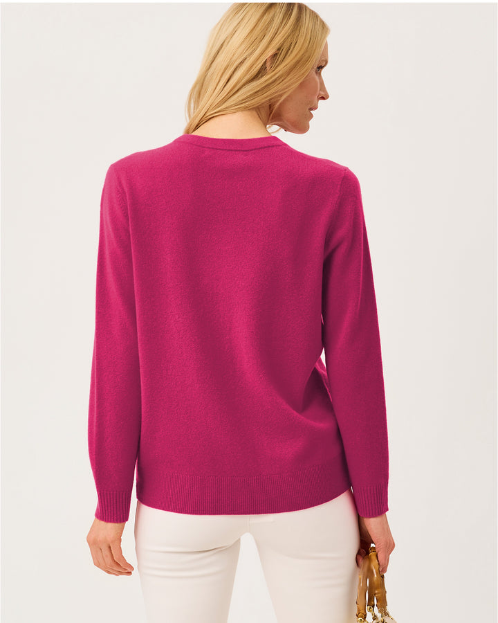 Tippery Longer Length Cashmere Cardigan - Berry Bouquet