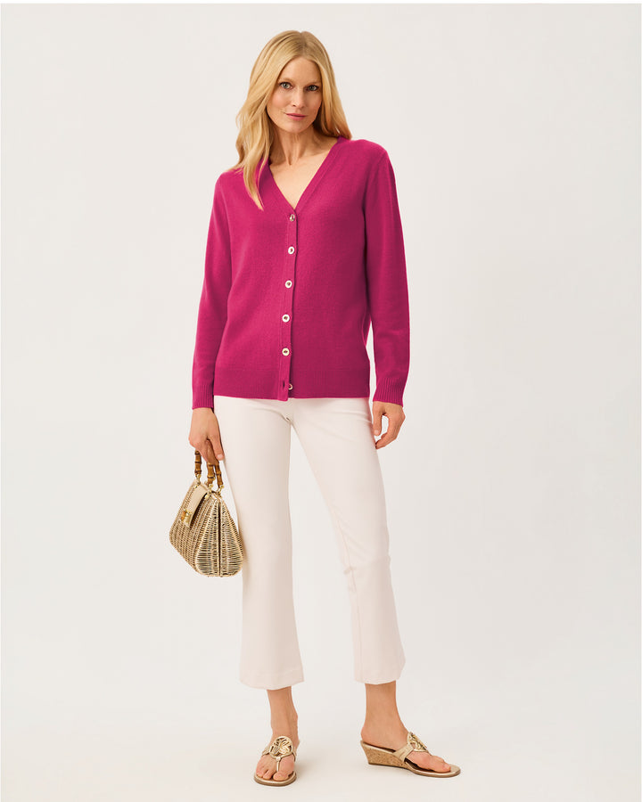 Tippery Longer Length Cashmere Cardigan - Berry Bouquet