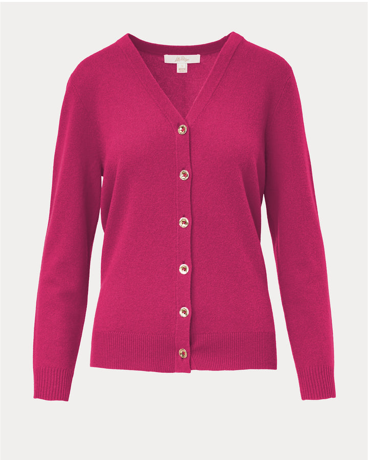 Tippery Longer Length Cashmere Cardigan - Berry Bouquet