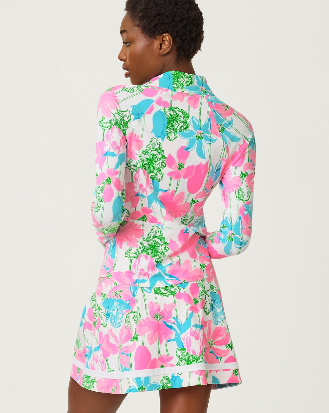 Luxletic UPF 50+ Barbados Zip-Up Jacket - Resort White Viney Liney