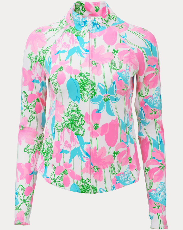 Luxletic UPF 50+ Barbados Zip-Up Jacket - Resort White Viney Liney