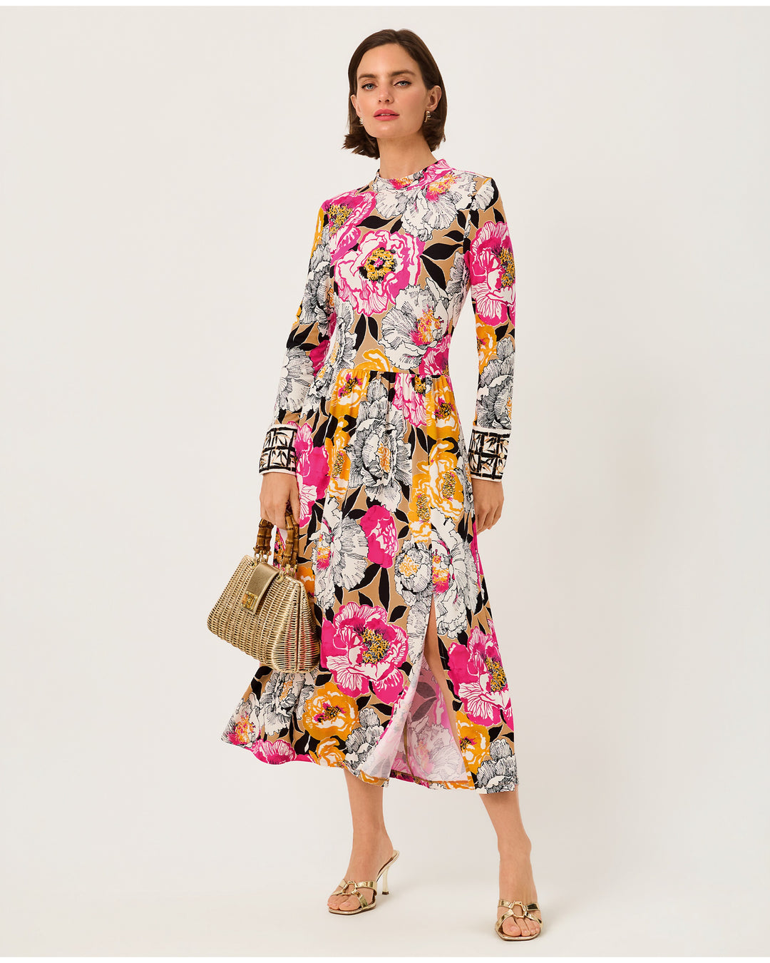 Greer Upf 50+ Midi Dress - Iced Latte Peony