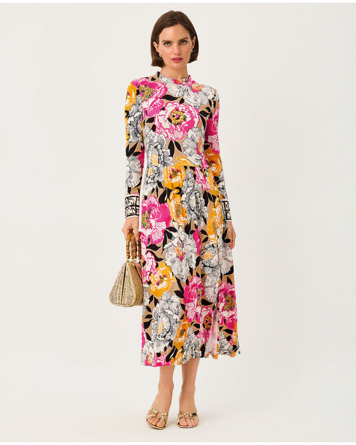 Greer Upf 50+ Midi Dress - Iced Latte Peony