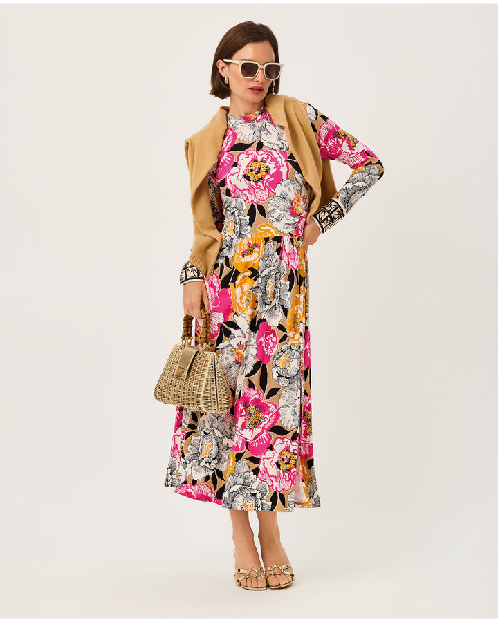 Greer Upf 50+ Midi Dress - Iced Latte Peony