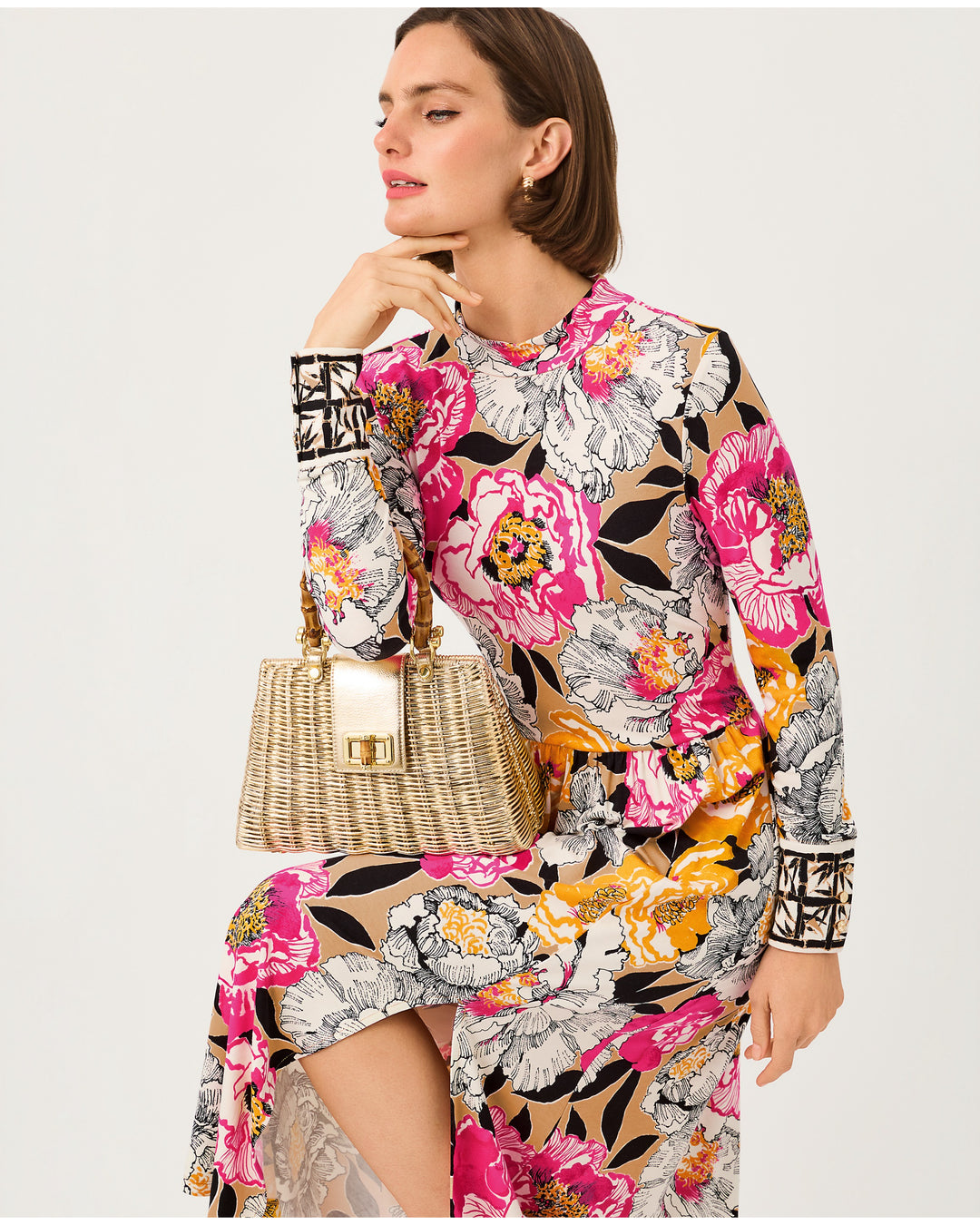 Greer Upf 50+ Midi Dress - Iced Latte Peony