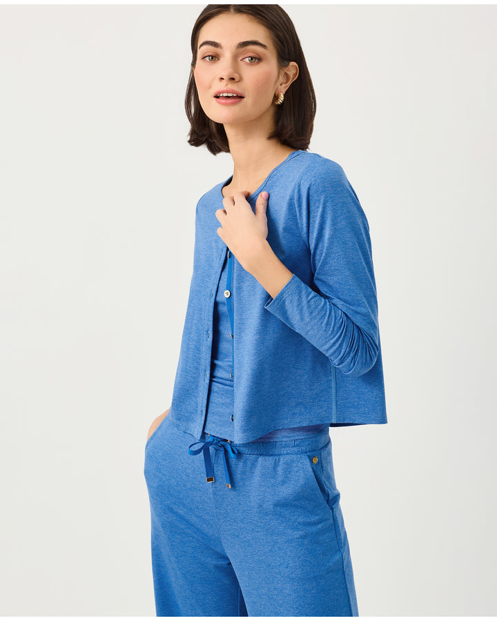 Kai Upf 50+ Cardigan - Heathered Merriweather Blue