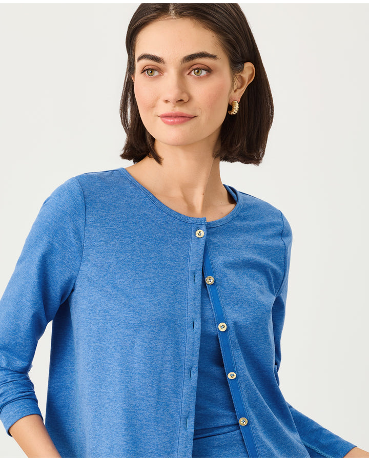 Kai Upf 50+ Cardigan - Heathered Merriweather Blue
