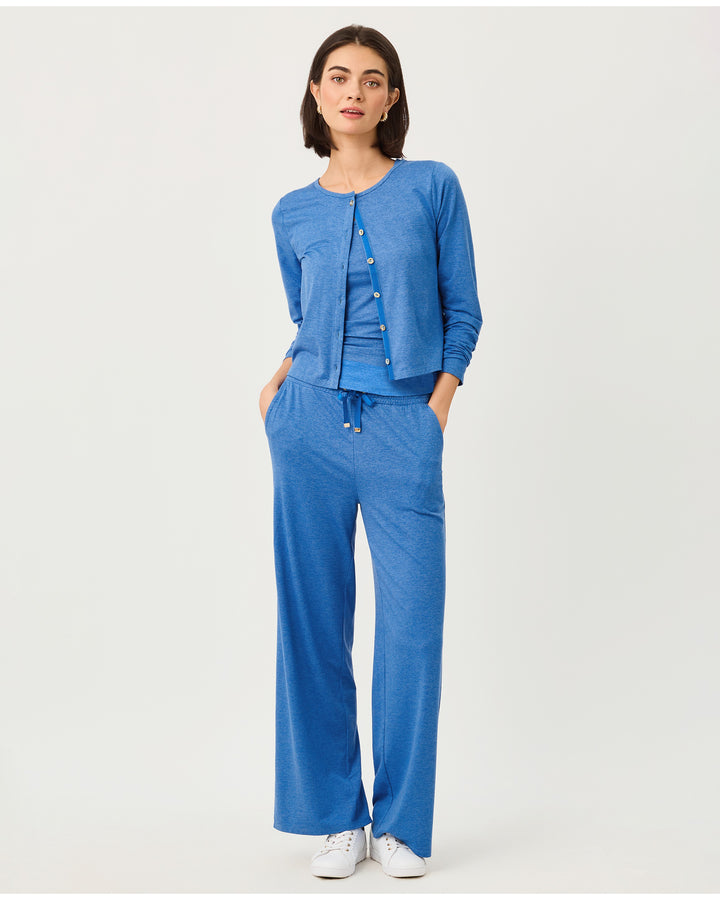 Callie Upf 50+ Wide Leg Pant - Heathered Merriweather Blue