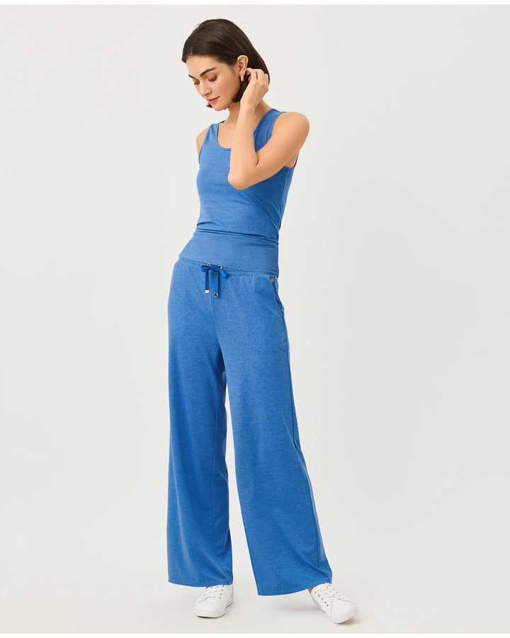 Callie Upf 50+ Wide Leg Pant - Heathered Merriweather Blue