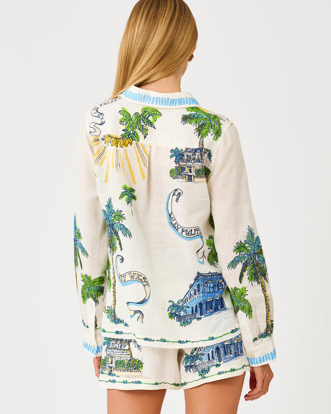 Susana Button Down Shirt - Coconut Key West Toile Engineered