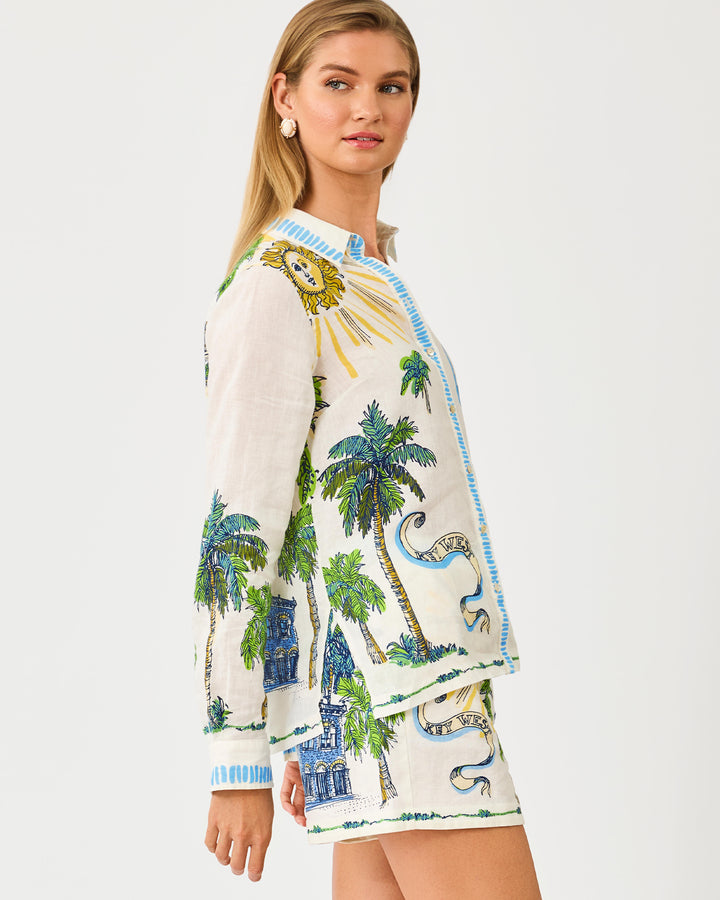 Susana Button Down Shirt - Coconut Key West Toile Engineered