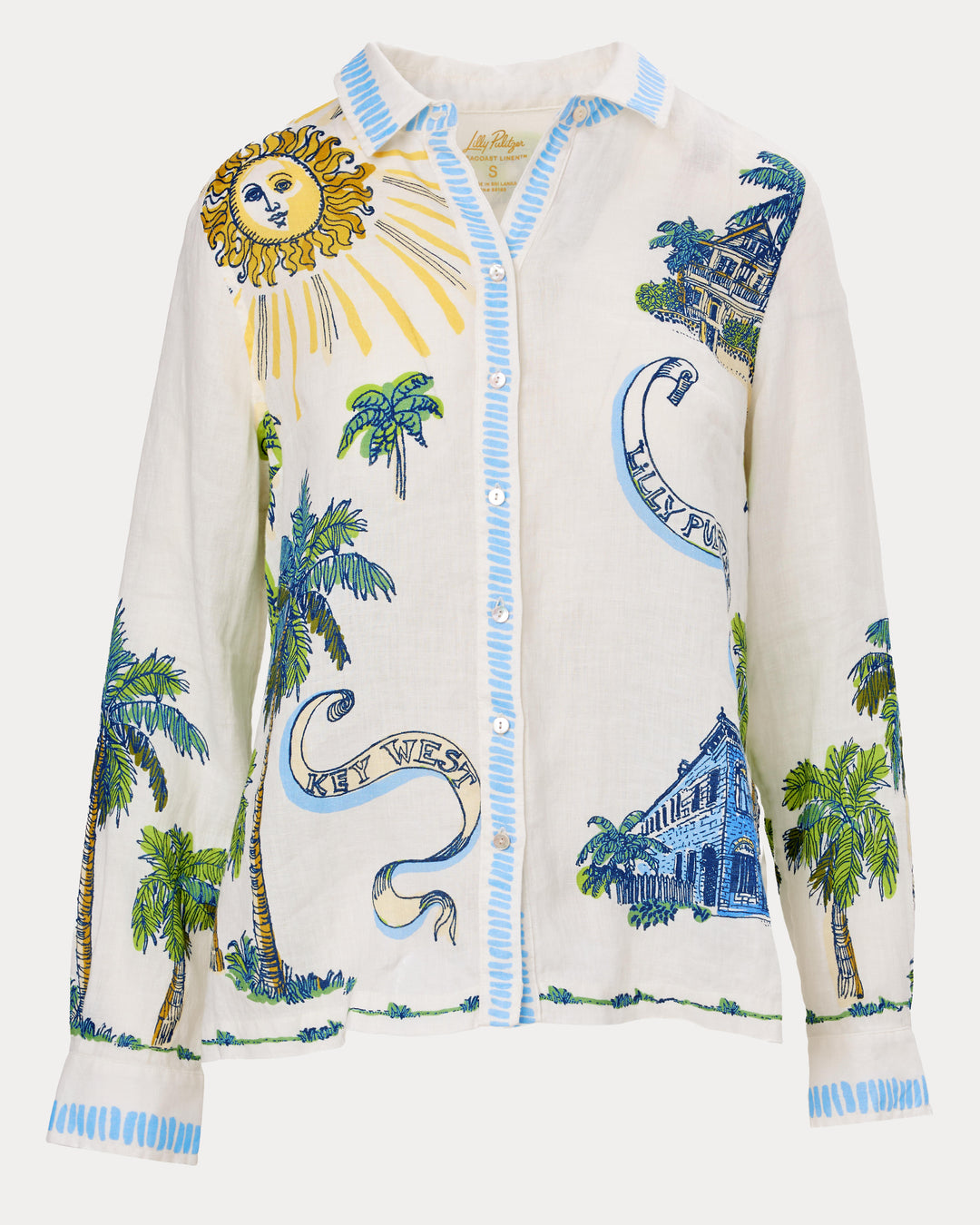 Susana Button Down Shirt - Coconut Key West Toile Engineered